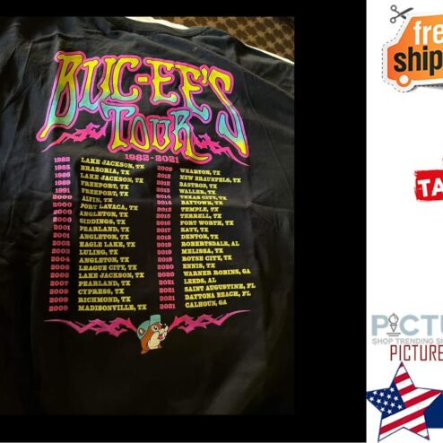 Buc-ee's tour 1982-2021 list music shirt