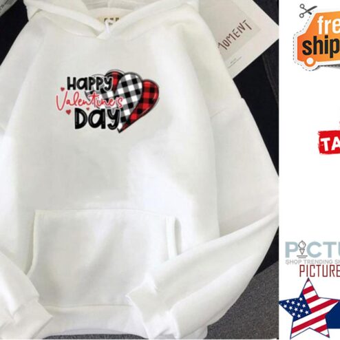 Buffalo Plaid happy valentine's day hoodie