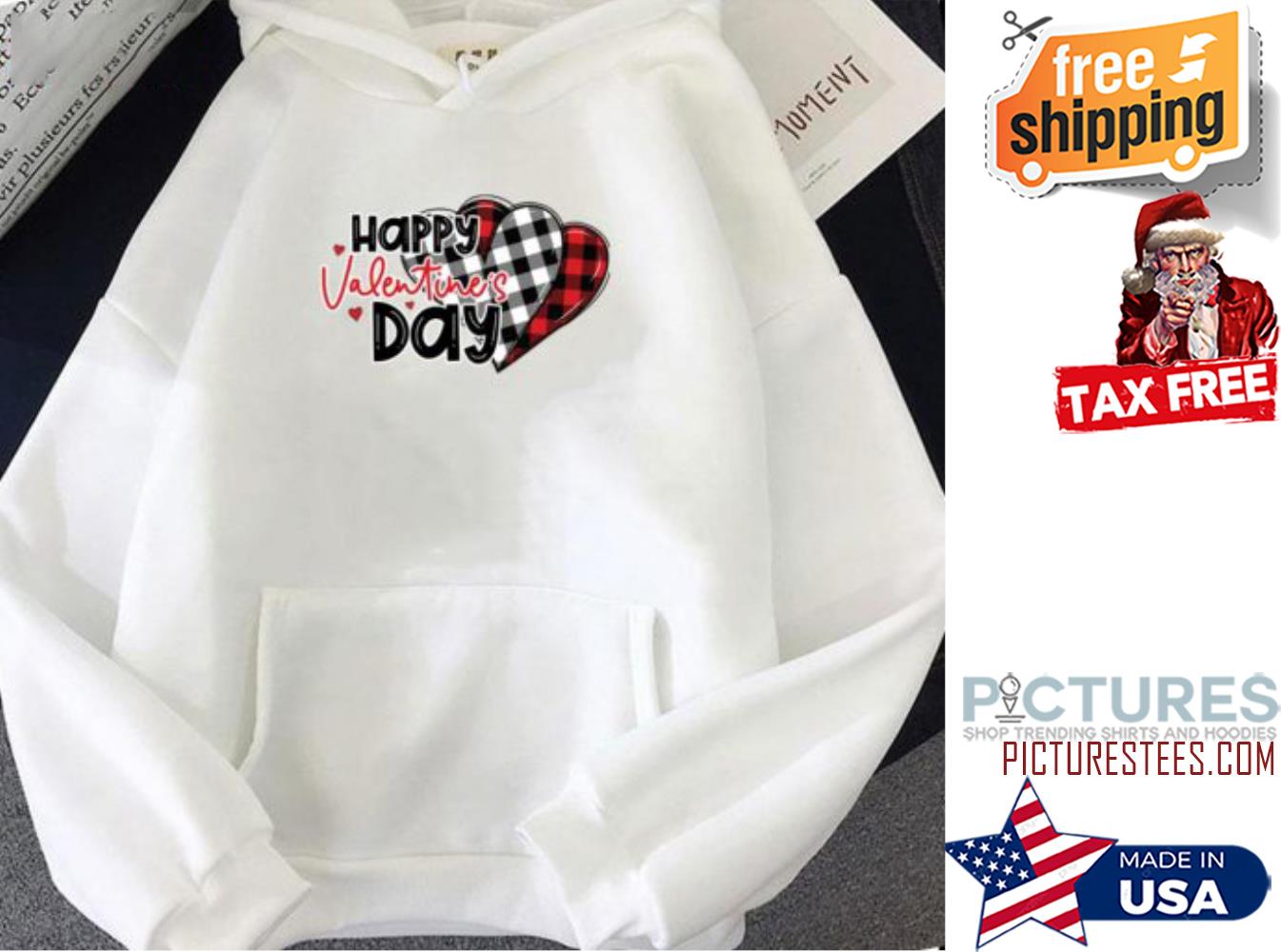 Buffalo Plaid happy valentine's day hoodie