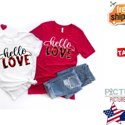 Buffalo Plaid Hello Love Valenitne's day shirt