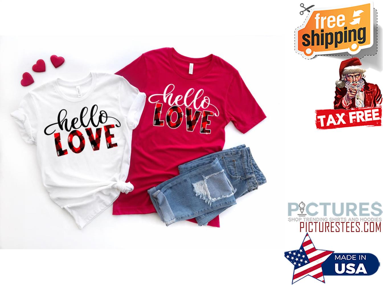 Buffalo Plaid Hello Love Valenitne's day shirt