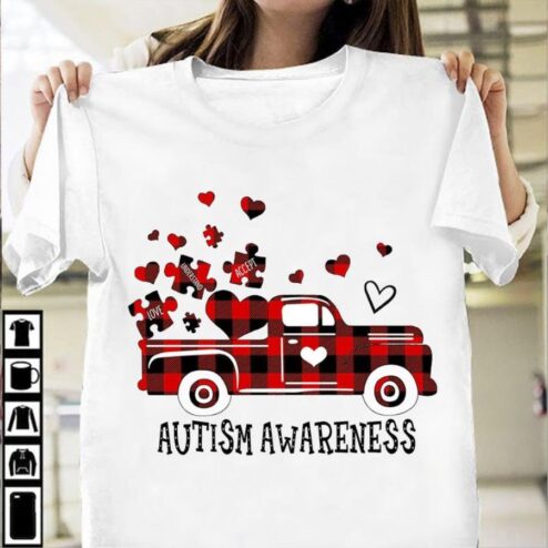 Buffalo plaid Truck autism awareness custom name shirt