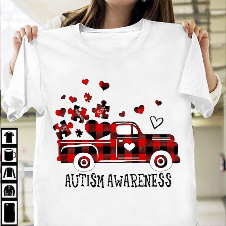 Buffalo plaid Truck autism awareness custom name shirt