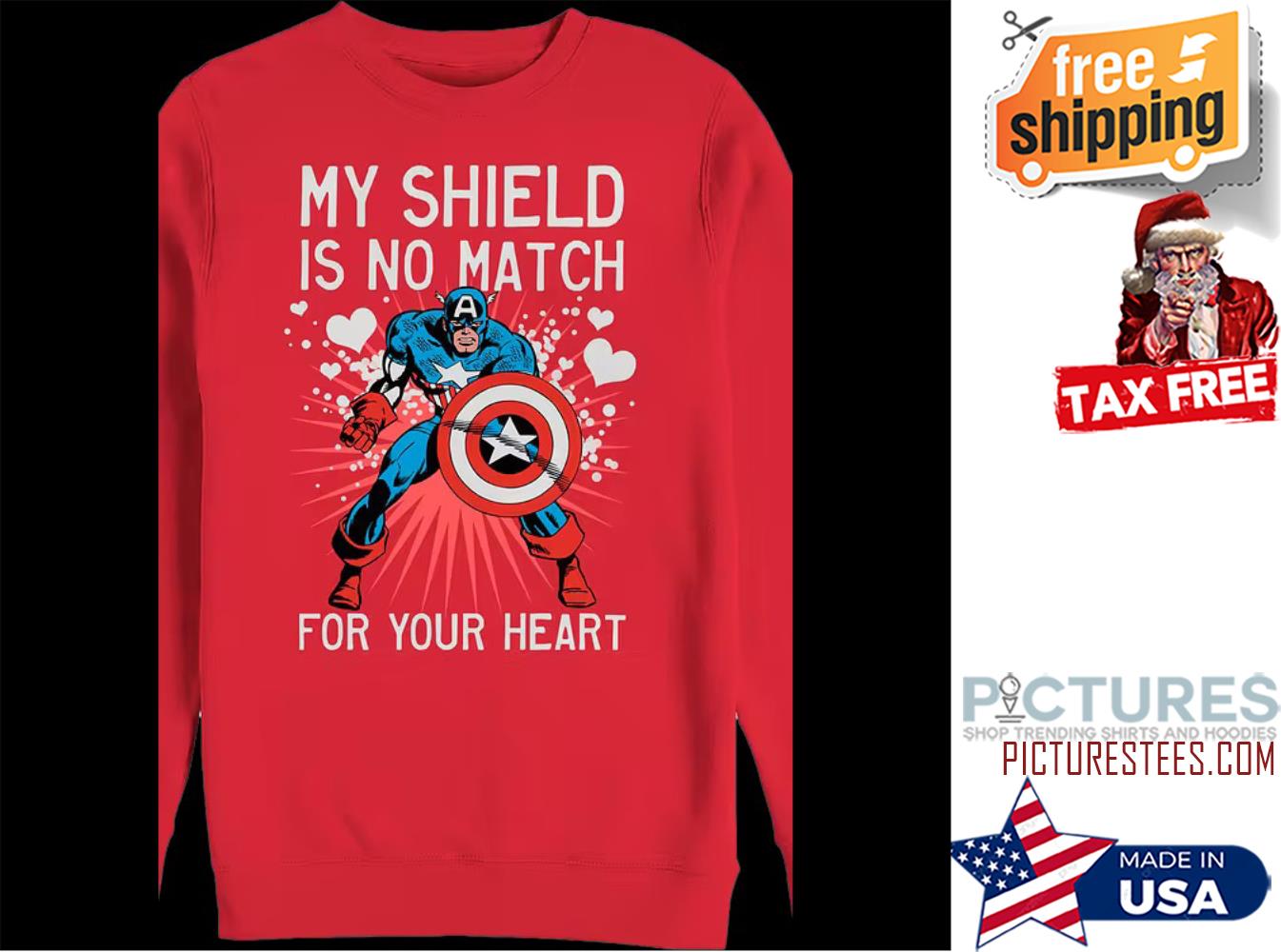 Captain America My Shield Is No Match For Your Heart Valentine's day Shirt