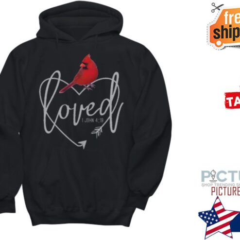 Cardinal bird loved 1 john 4 18 valentine's day hoodie
