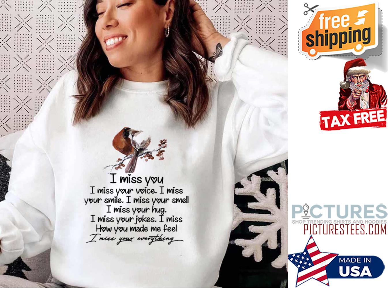 Cardinal I Miss You Wife Husband In Heaven Memorial Sweatshirt
