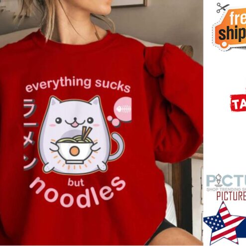 Cat Everything Sucks But Noodle Pastel Goth Ramen shirt