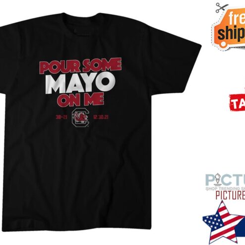 Coach Shane Beamer pour some mayo on me shirt