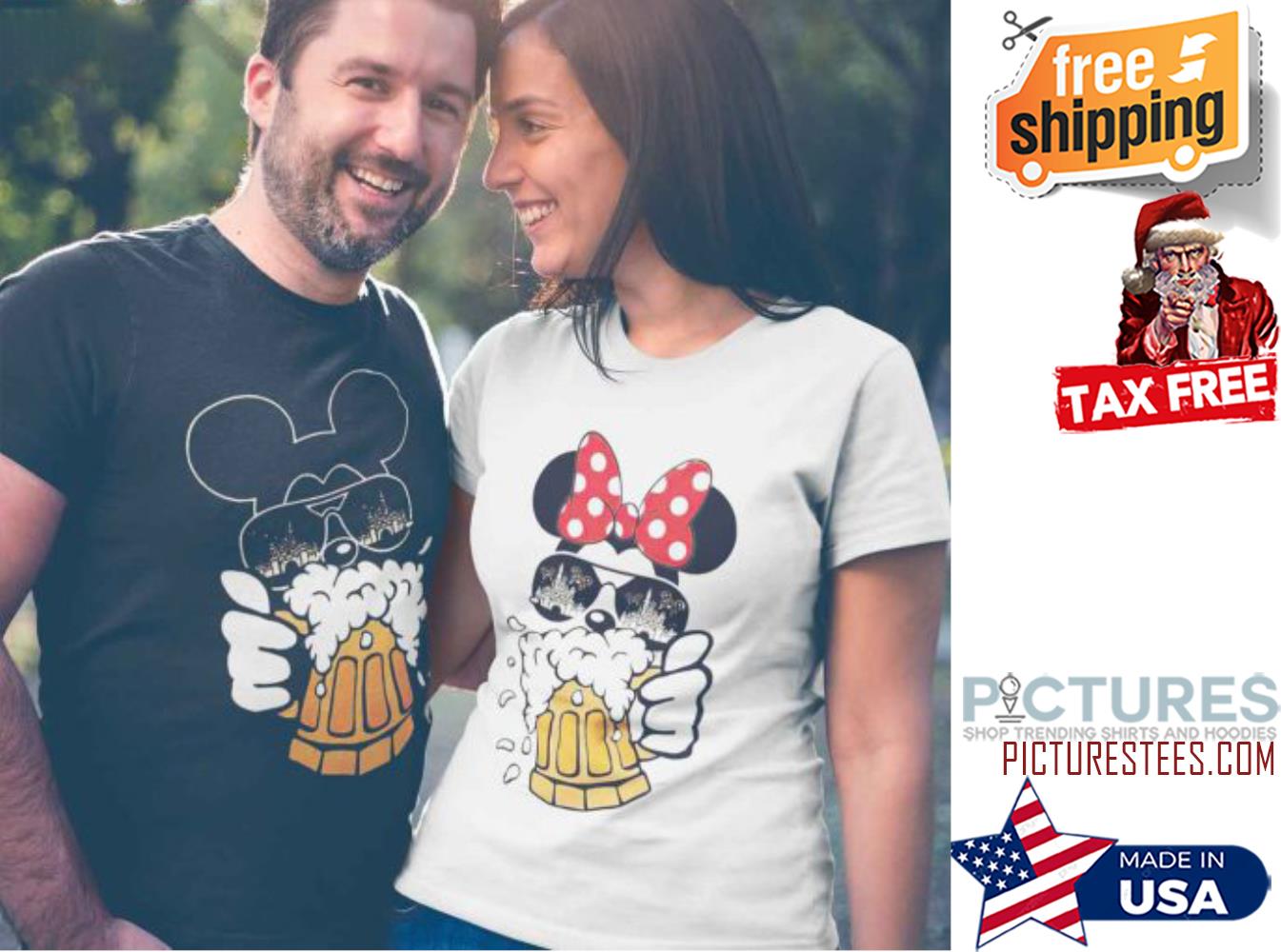 Disney Mickey Minnie Drinking Beer Couple Valentine's day shirt