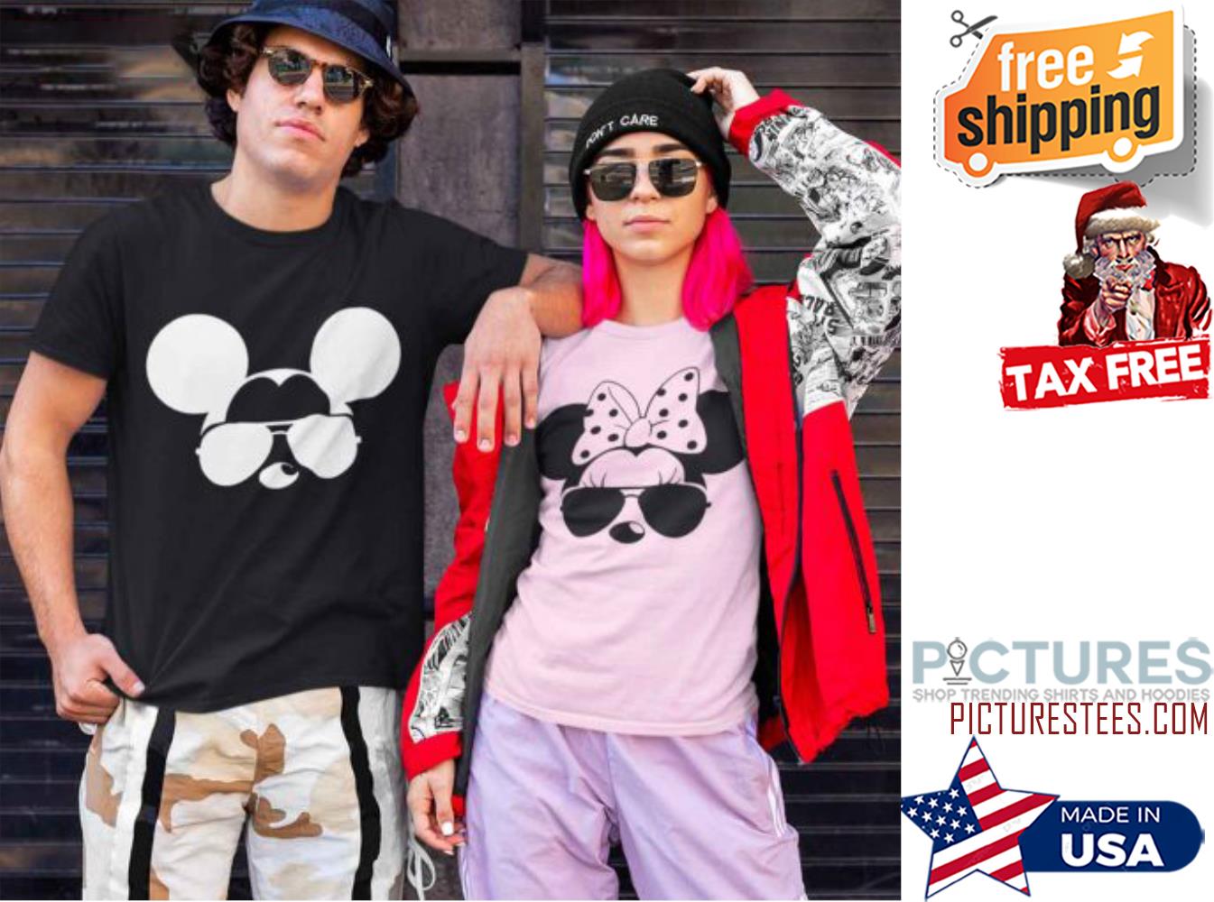 Disney Minnie And Mickey Sun Glasses Couple Valentine's day shirt Disney Minnie And Mickey Sun Glasses Couple Valentine's day shirt