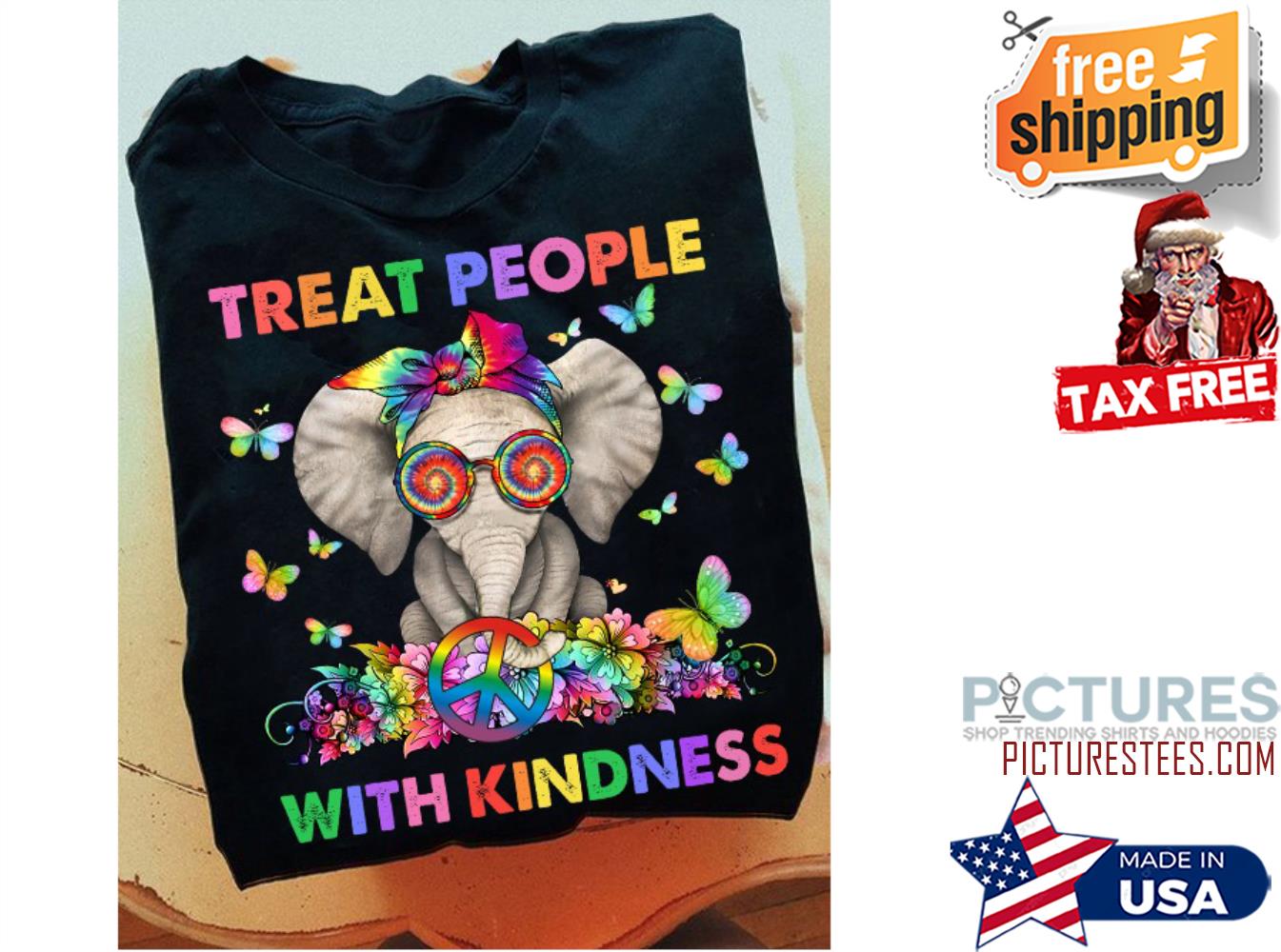 Elephant hippie treat people with kndness LGBT shirt
