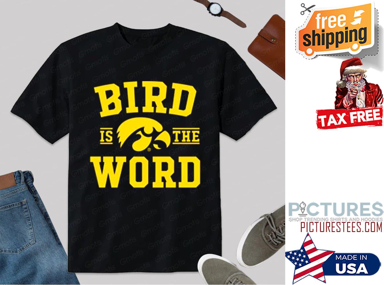 FanPrint Iowa Hawkeyes Bird Is The Word shirt