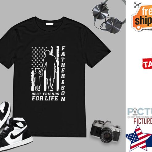 Father and Son best friends for life american flag shirt