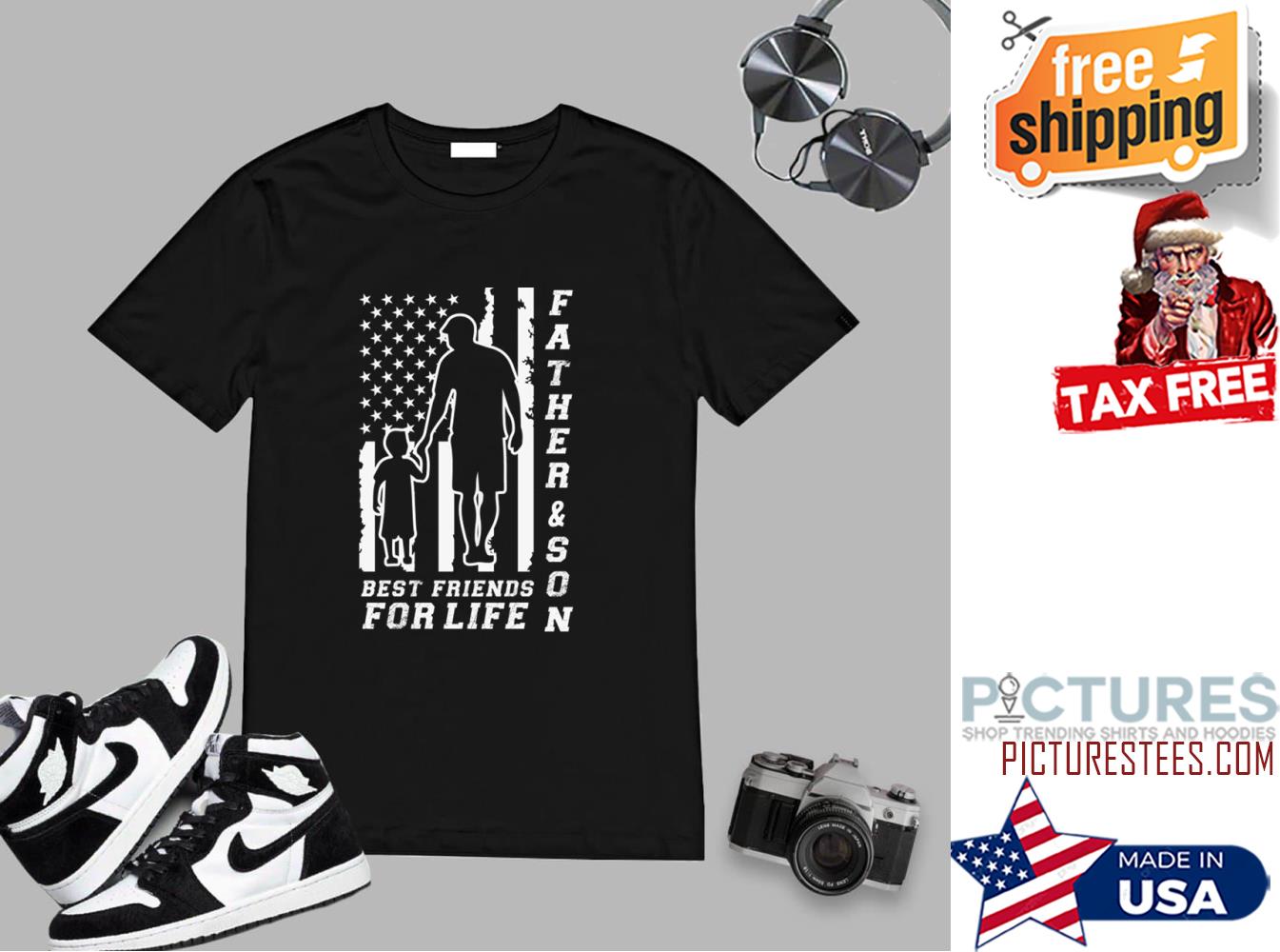 Father and Son best friends for life american flag shirt