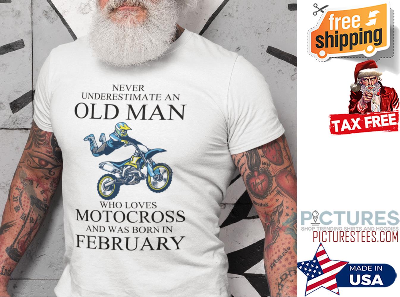 February Never Underestimate An Old Man Who Loves Motocross Shirt