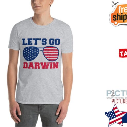 Glasses Let's Go Darwin American Flag shirt