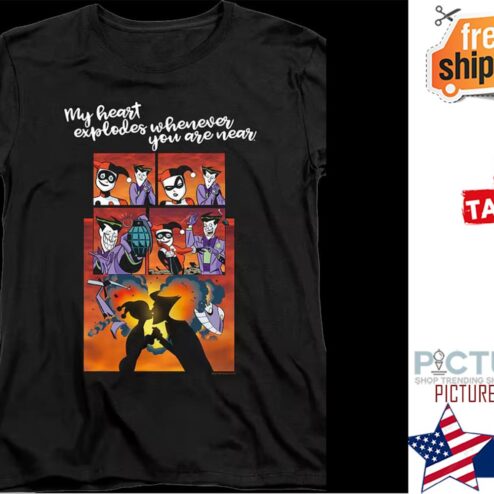 Harley Quinn And The Joker Heart Explodes whenever you are near valentine's day shirt