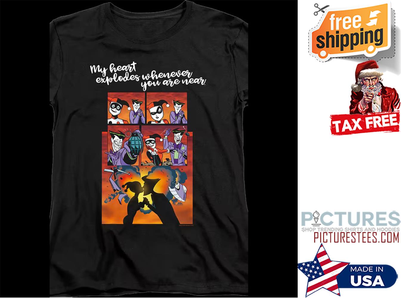 Harley Quinn And The Joker Heart Explodes whenever you are near valentine's day shirt