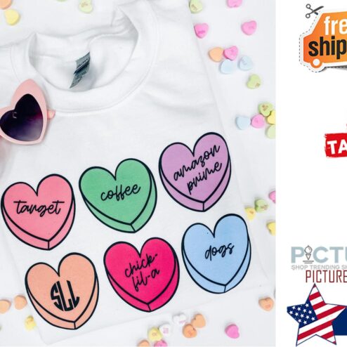 Hearts target coffee amazon prime SLL chick-fil-a dogs valentine's day shirt