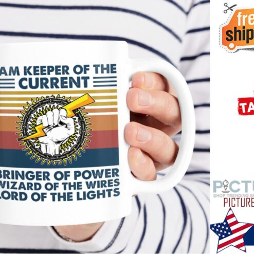 I am keeper of the current bringer of power wizard of the wires lord of the lights vintage mug
