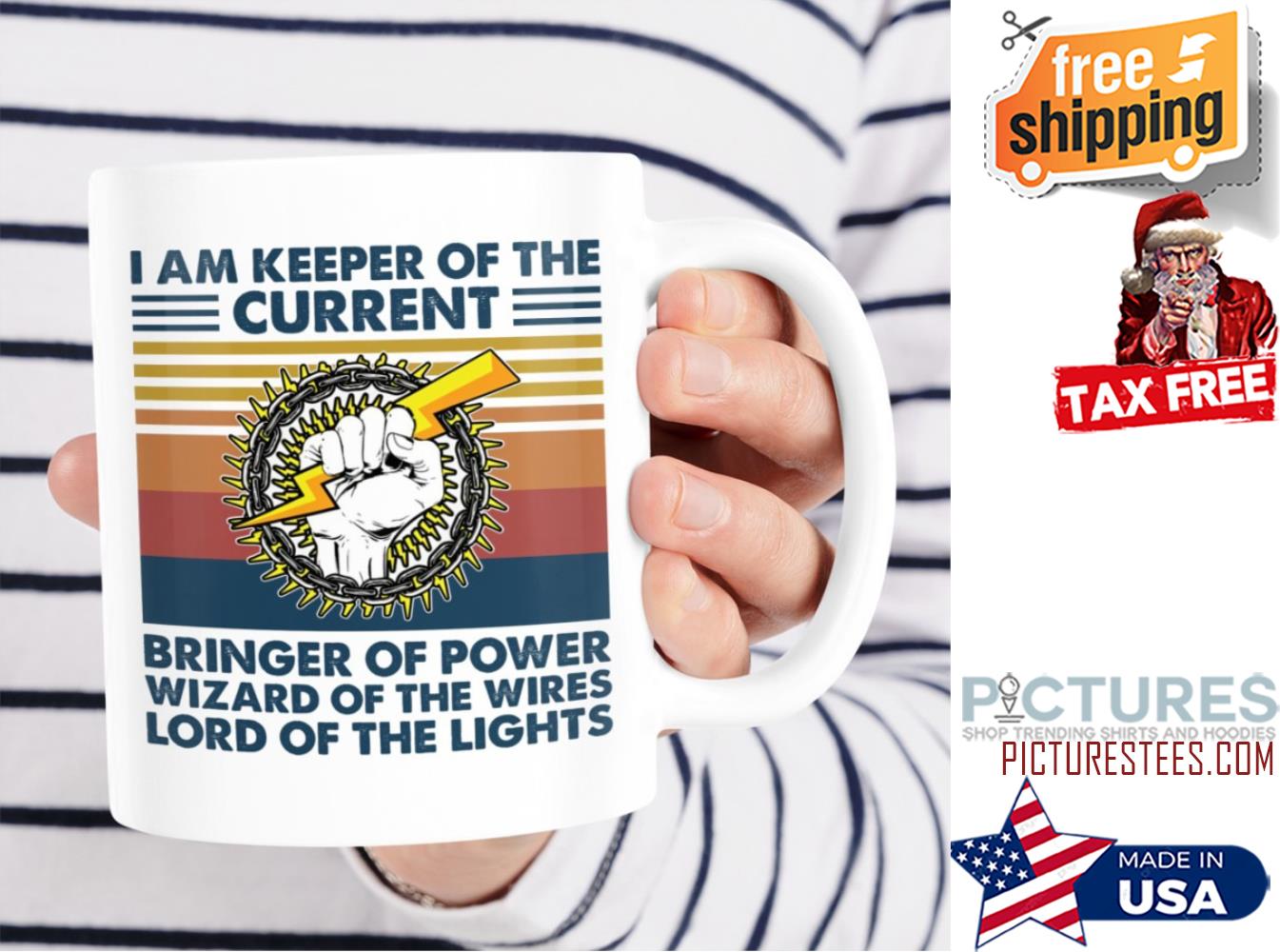 I am keeper of the current bringer of power wizard of the wires lord of the lights vintage mug