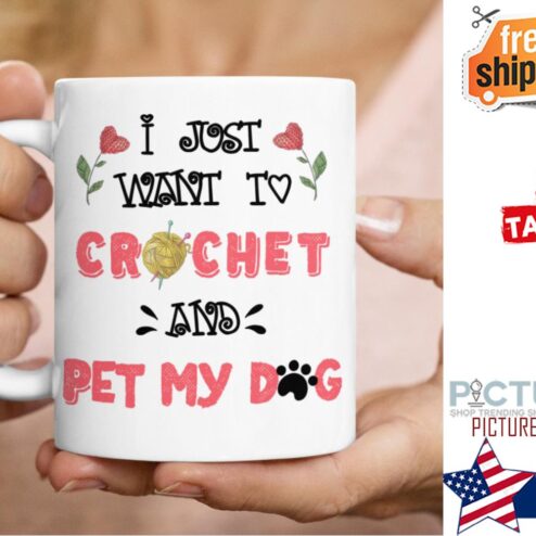 I just want to crochet and pet my dog mug