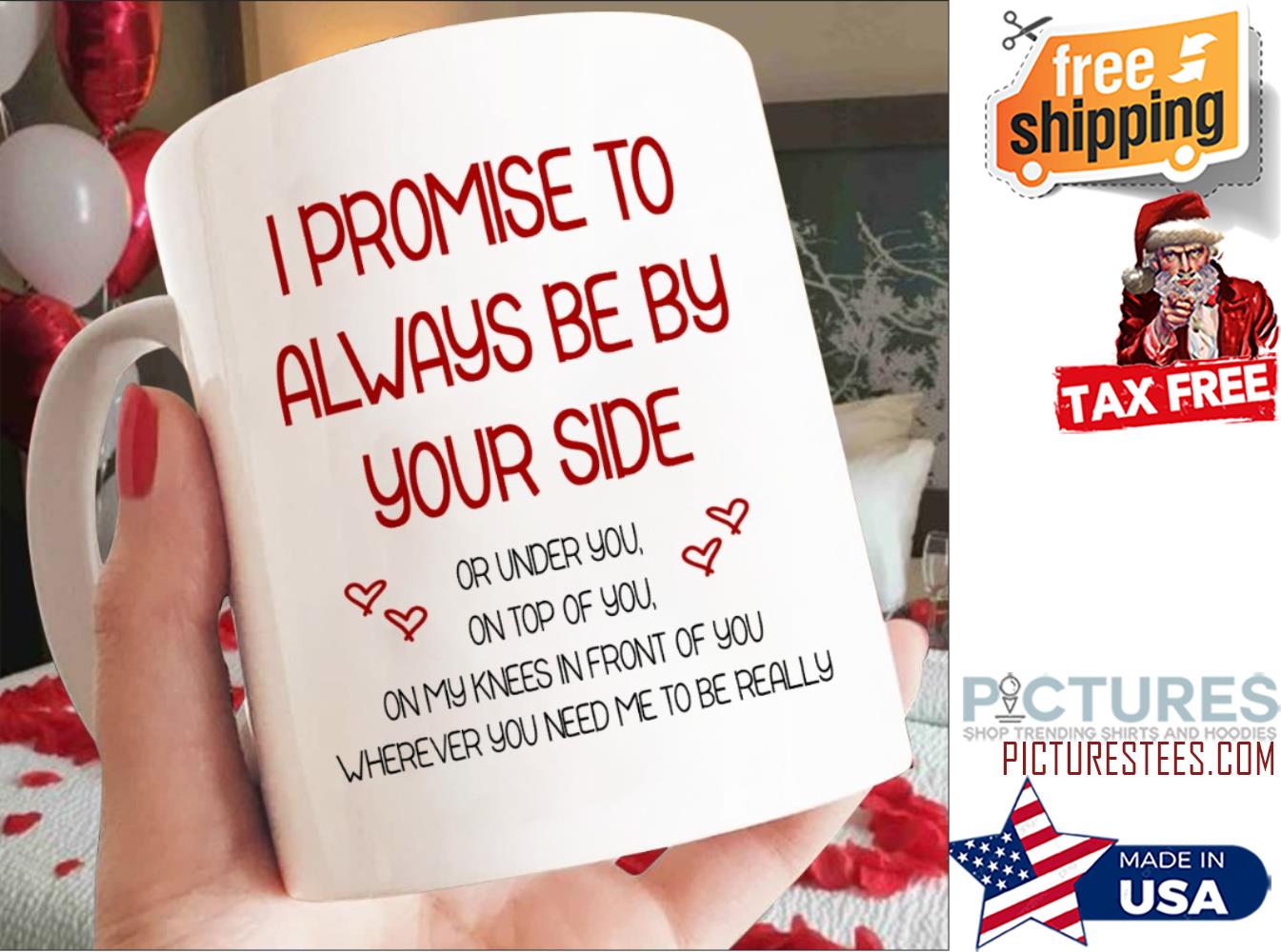 I promise to always be by your side on under you on top of you mug