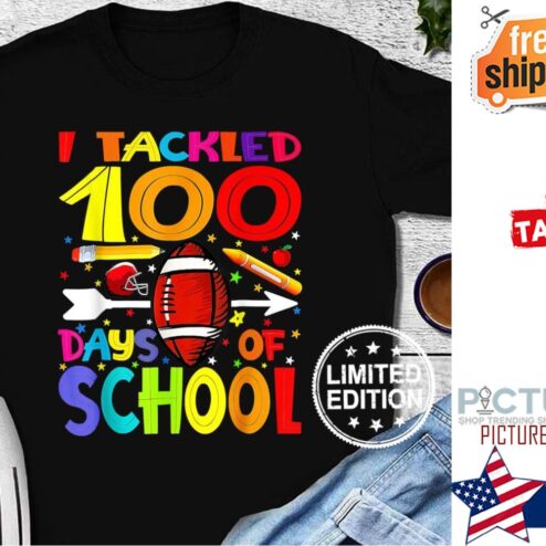 I tackled 100 days football boys 100th day of school shirt
