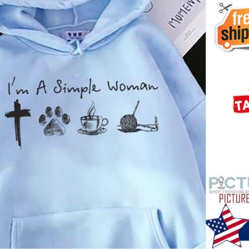 Jesus i'm a simple woman paw coffee knitting hoodie