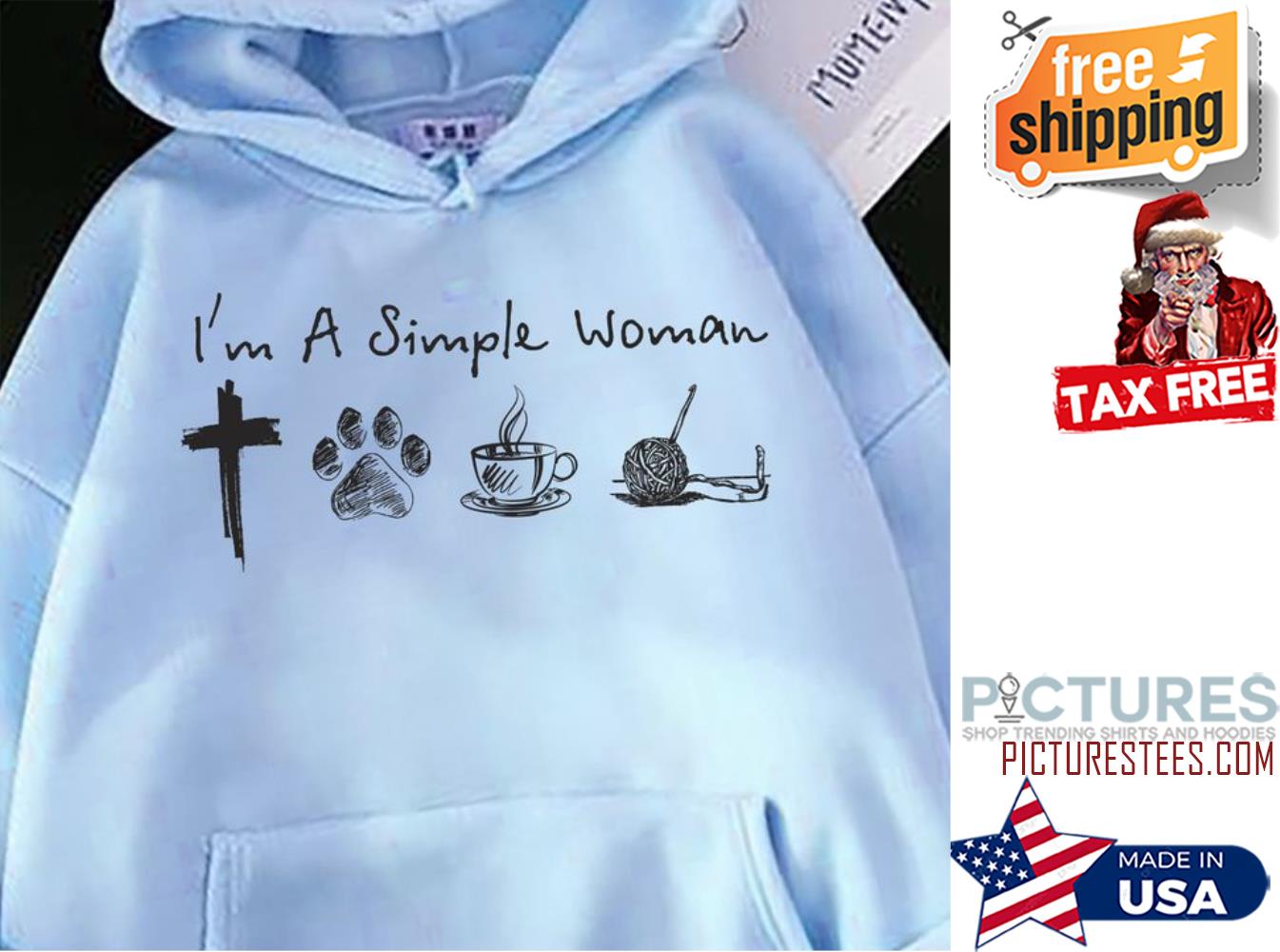 Jesus i'm a simple woman paw coffee knitting hoodie