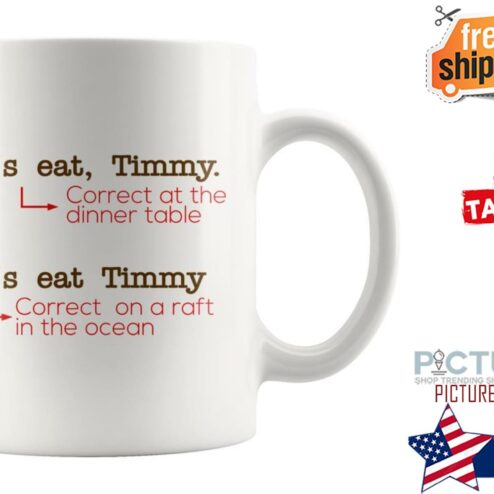 Let's eat Timmy correct at the dinner table mug