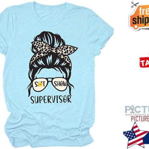 Messy Bun leopard shit show supervisor shirt
