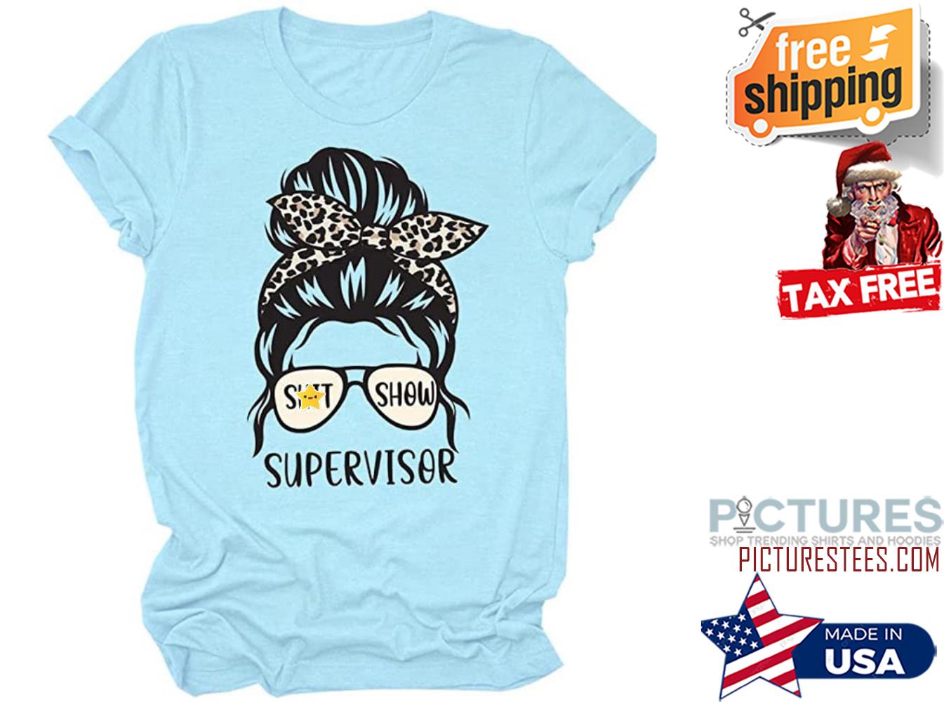 Messy Bun leopard shit show supervisor shirt