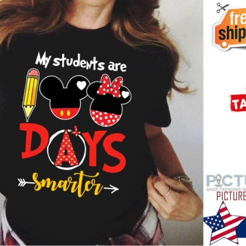 Mickey and Minnie my students are 100th days smarter shirt
