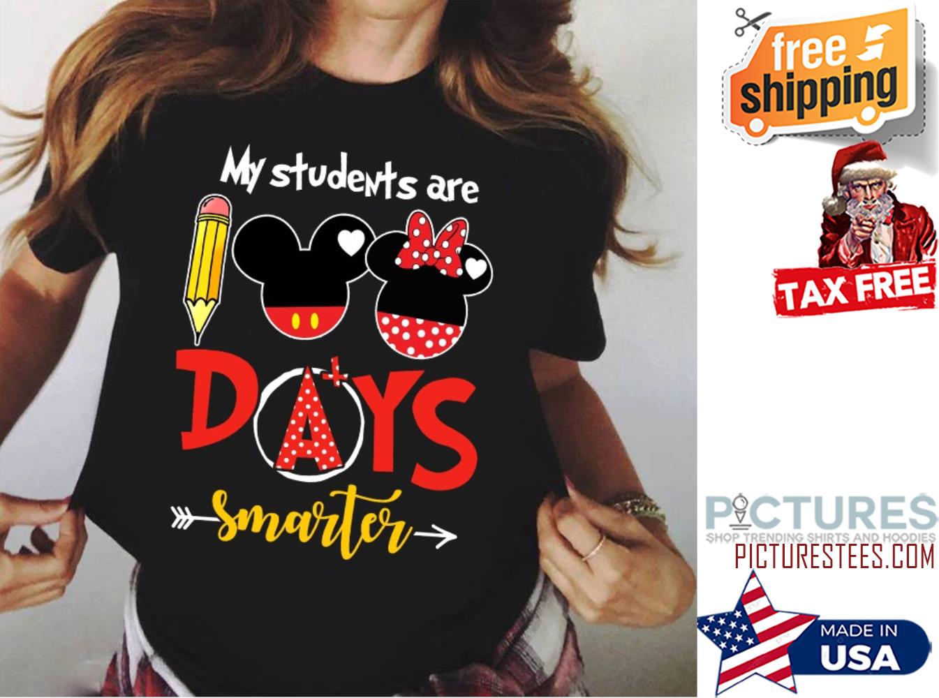 Mickey and Minnie my students are 100th days smarter shirt