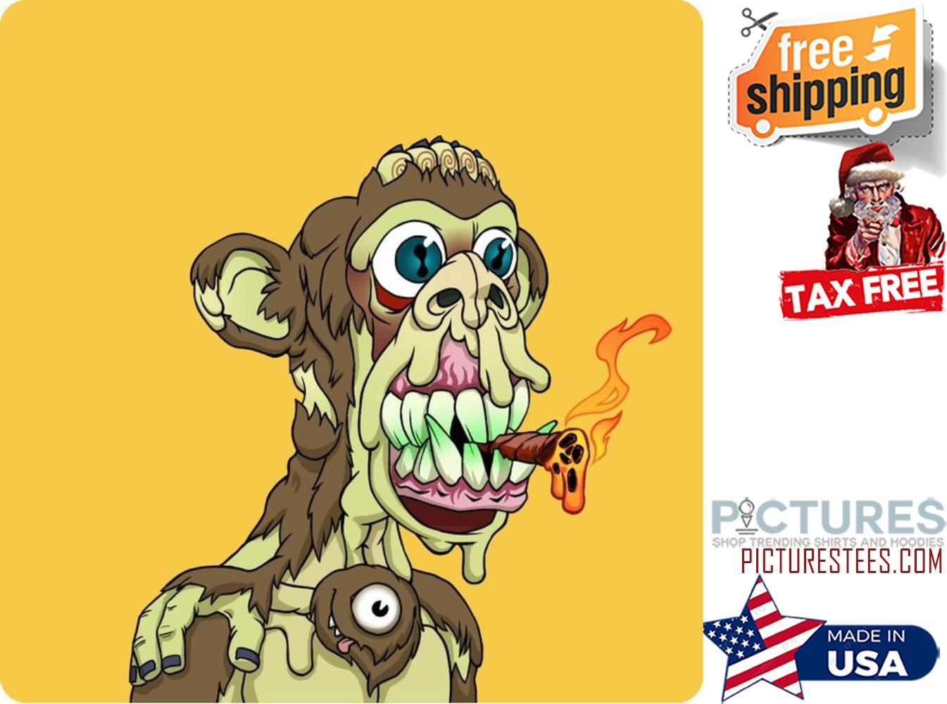 Monkey zombie smoking cartoon shirt