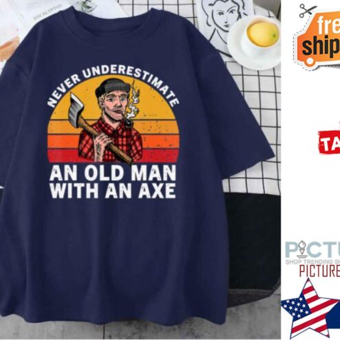 Never Underestimate An Old Man With An Axe Retro Sunset Vintage shirt