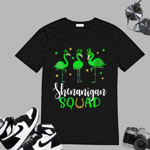 St. Patrick’s Day Shenanigan Squad Flamingo Horseshoe T-Shirt