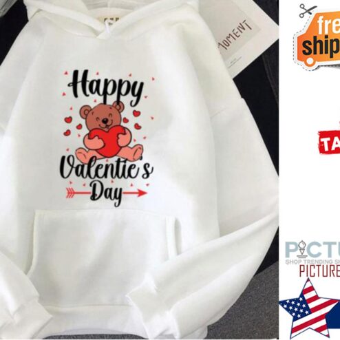 Teddy Bear Heart Happy Valentine's day hoodie