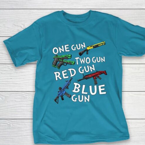 One gun two gun red gun blue gun shirt
