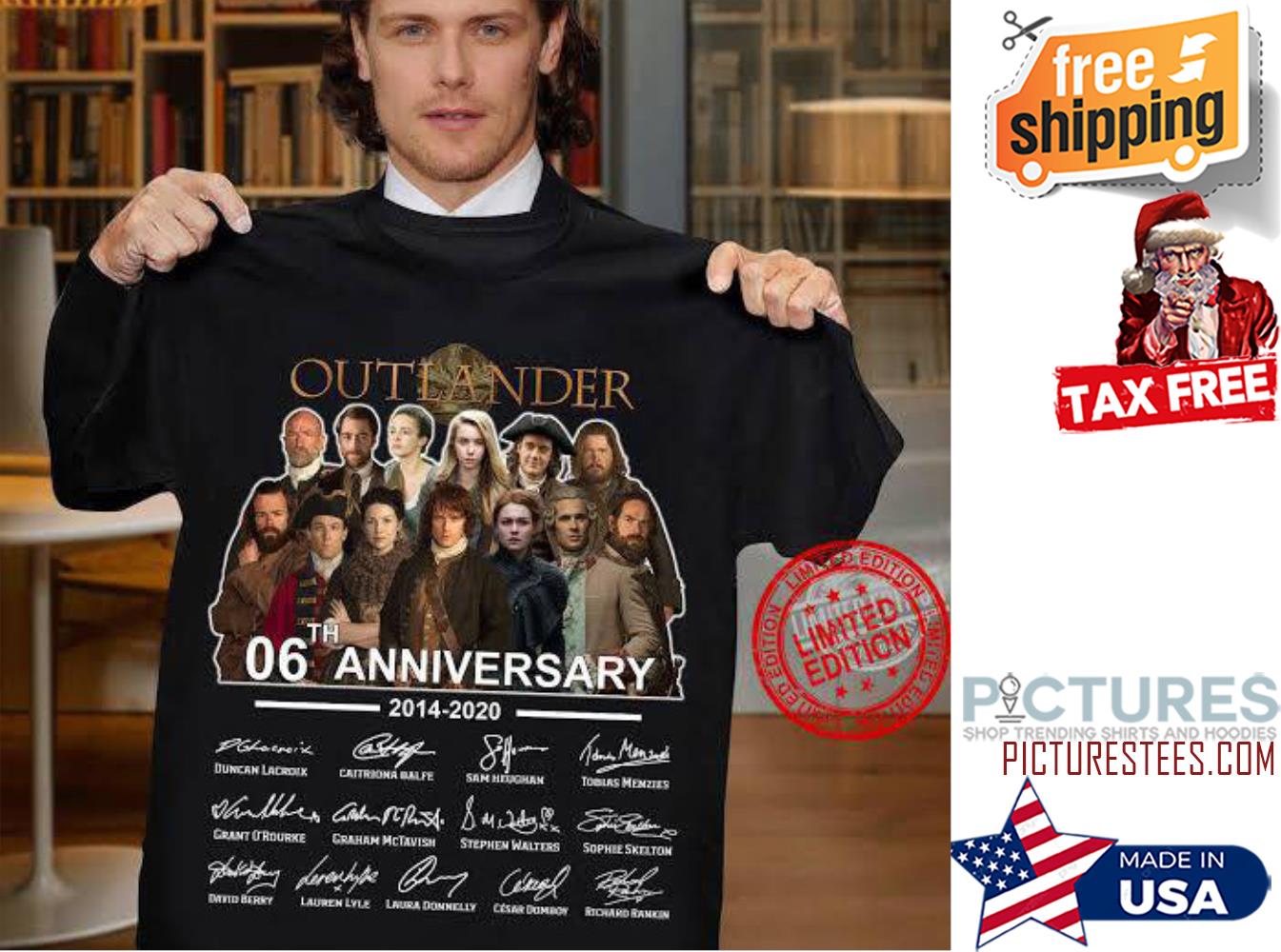 Outlander 06th anniversary 2014-2020 characters signatures shirt Outlander 06th anniversary 2014-2020 characters signatures shirt