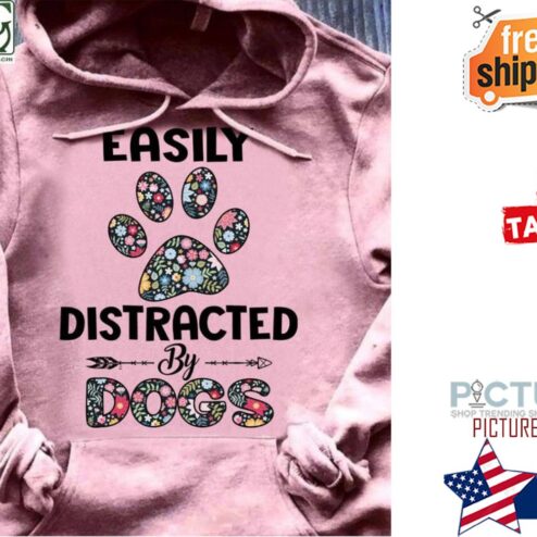 Paw easily distracted by dogs floral hoodie