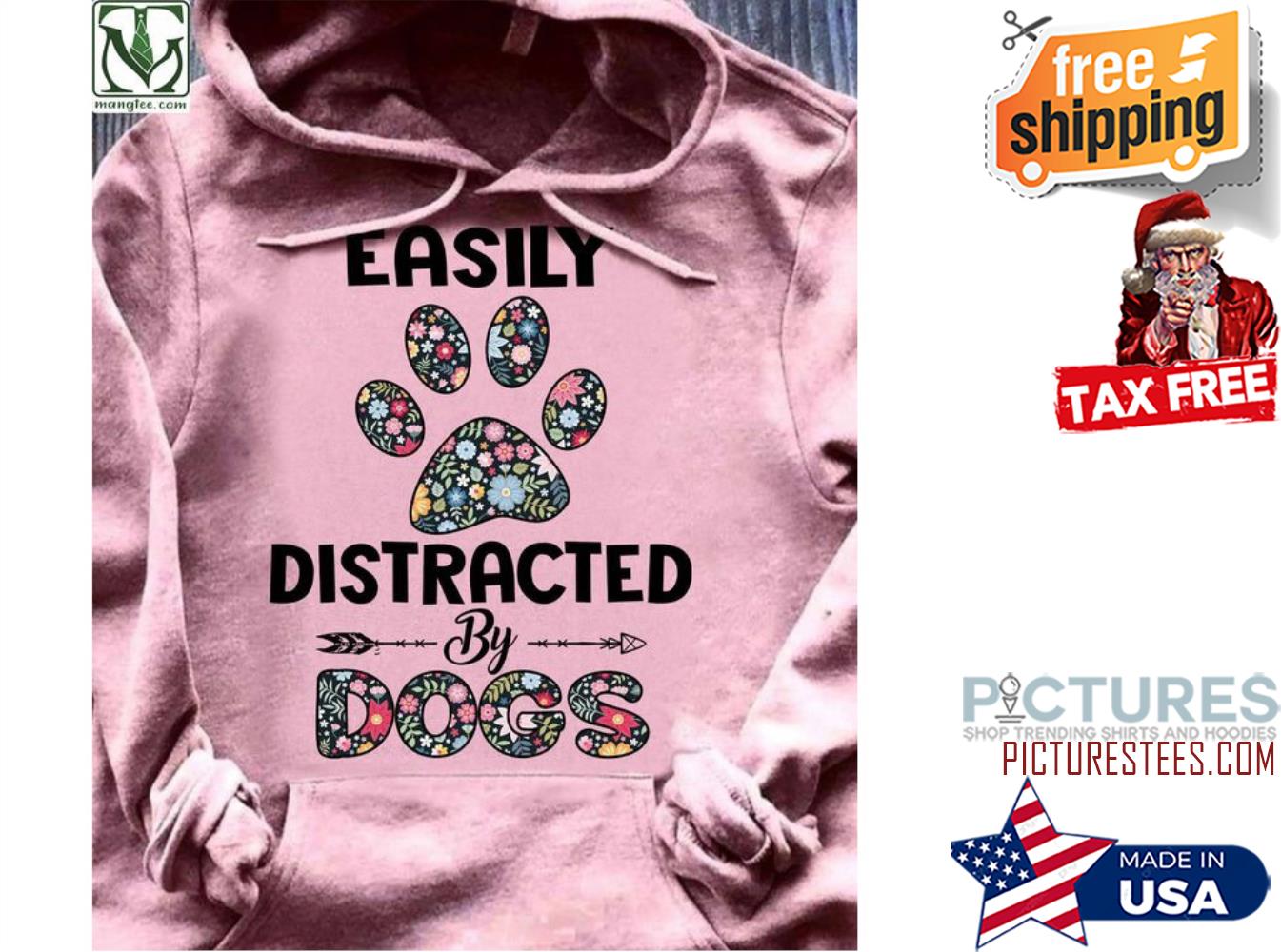 Paw easily distracted by dogs floral hoodie