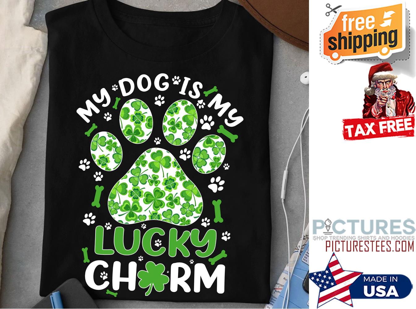Paw my dog is my lucky charm st partrick's day shirt
