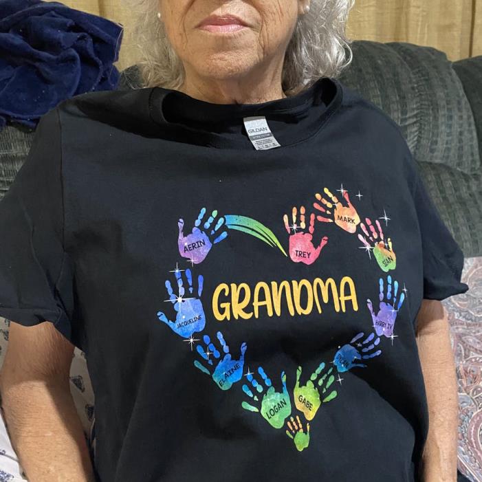 Personalized grandma custom name kids colorful shirt
