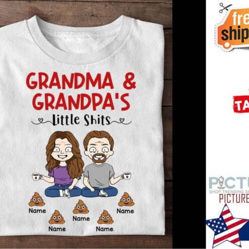 Personalized  Grandma & Grandpa's Little Shits Funny custom name Shirt
