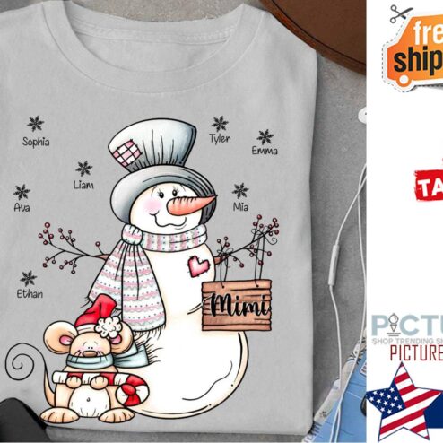 Personalized Snowman rat Mimi custom name kids shirt