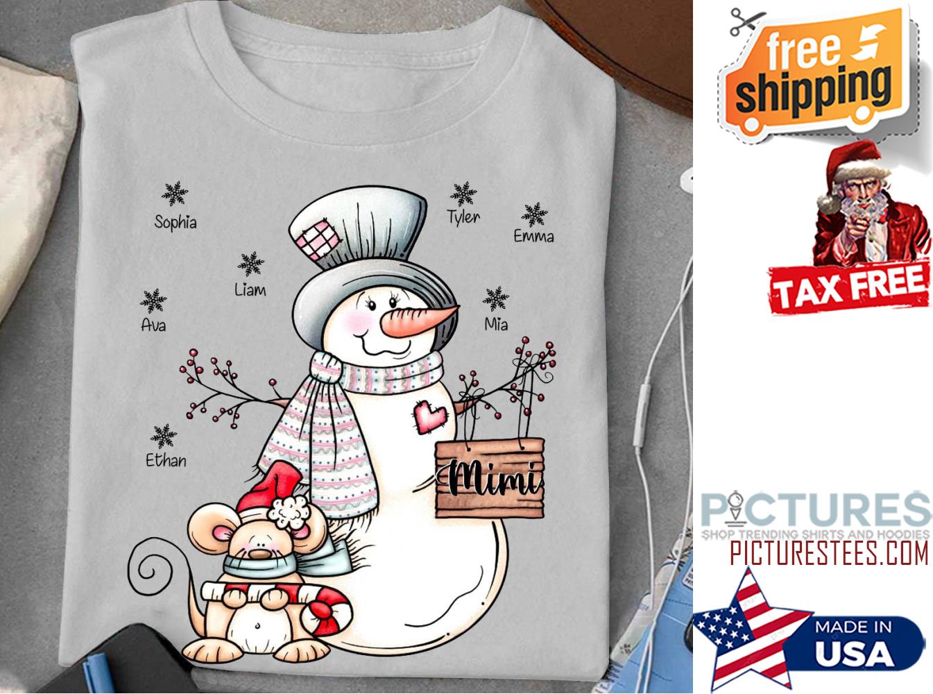Personalized Snowman rat Mimi custom name kids shirt