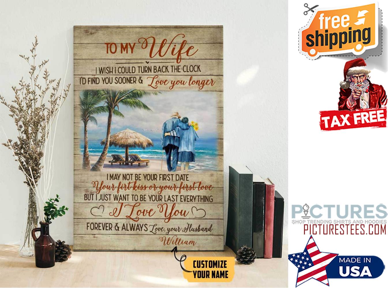 Personalized To my Wife I wish I could turn back the clock Valentine's day Custom name poster