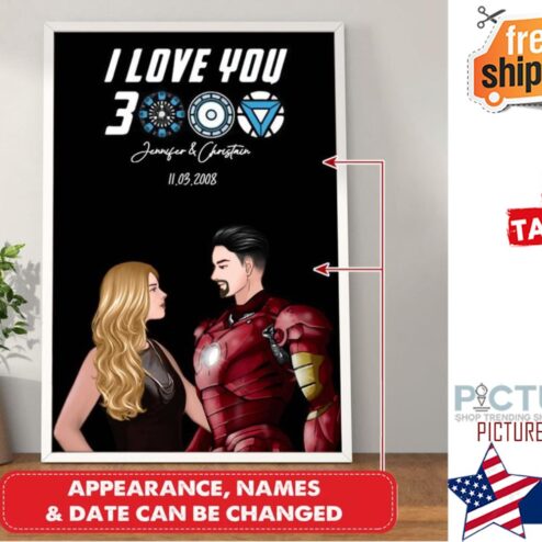 Personlized I love you 3000 Jenifer and Christain 11 03 2008 poster custom name poster